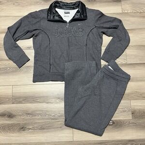 Nike Sportswear Club Fleece Gray Sweatshirt &‎ Pants Set Size M 8-10 Y2K